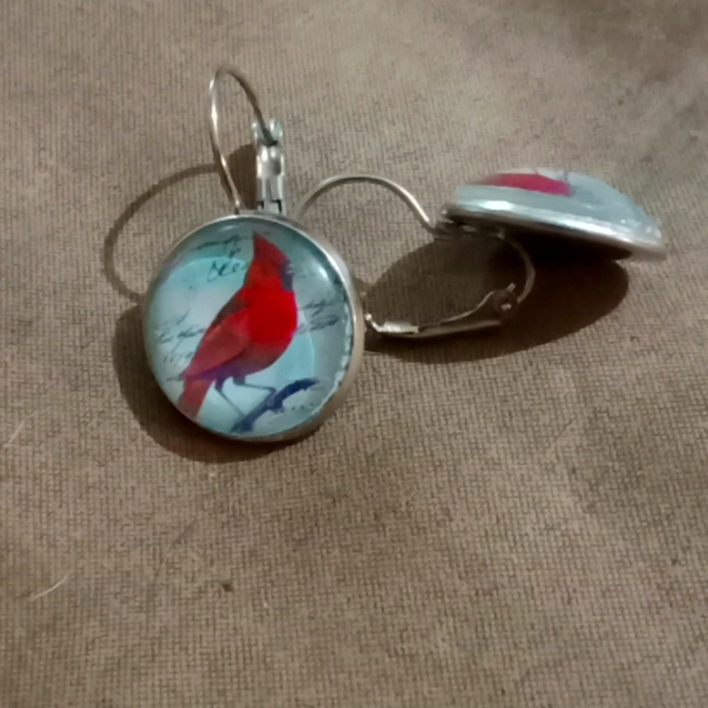 Cardinal earrings